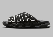 Nike Air More Uptempo Slide Black White DV2137-001 Men's Sizes Brand New