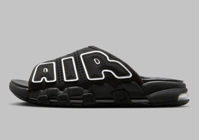 Nike Air More Uptempo Slide Black White DV2137-001 Men's Sizes