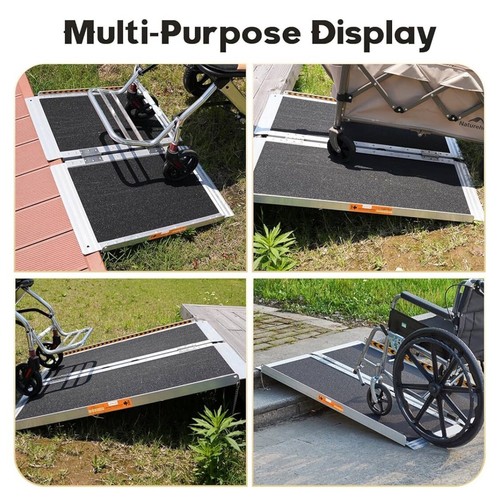 3 Foot Portable Non-Slip Aluminum Folding Wheelchair Access Ramp - Picture 3 of 7