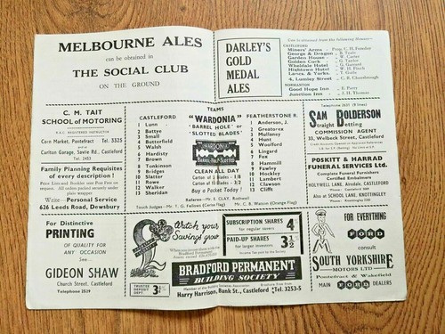 Castleford Rugby League Programmes 1950 - 1965 - Picture 27 of 99