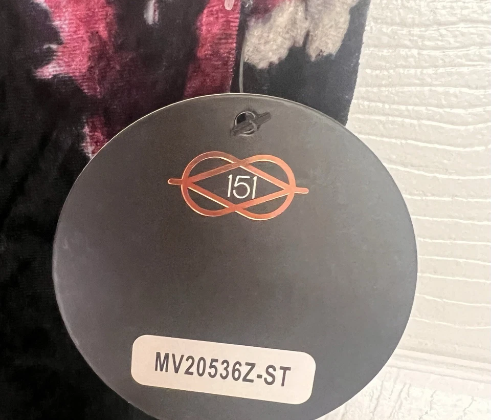 ONE5ONE Small Pull-on Elastic Waist Floral Black Legging Pants Velour CorpCore - Image 3 of 4