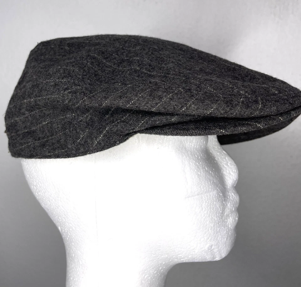 Polo Ralph Lauren Grey Drivers Gent Hat VTG Tweed Newsboy 8% Cashmere Pinstripe - Image 2 of 4