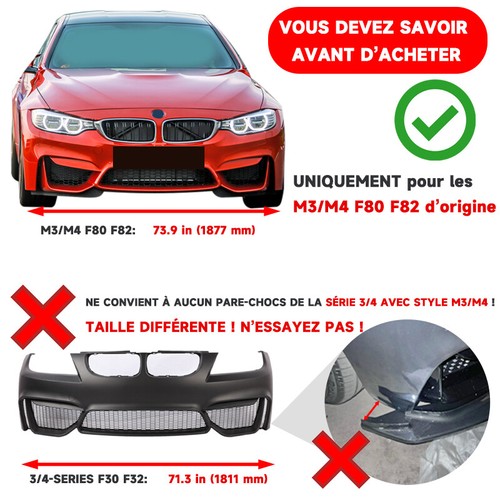 Spoiler Lèvre Lame Noir Jupe Pare-Choc Avant Pour 2015-2020 BMW F80 M3 F82 M4 - Photo 2/8