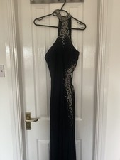 Black Prom Dress Lace Up Silver Glitter Size 2 (XS)