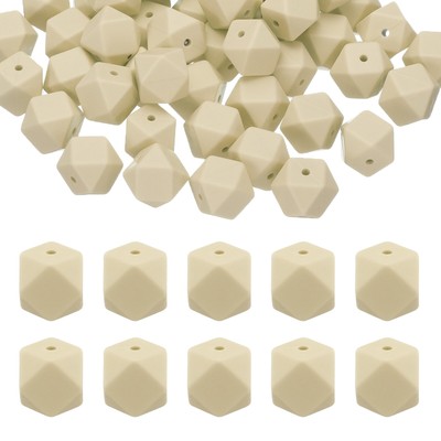 50Pcs Hexagonal Silicone Beads 14mm Geometric Loose Beads Bulk Sienna