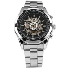 Skeleton Dial Automatic Mechanical Watch Men's Stainless Steel Band Wrist Watch