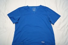 cherokee revolution scrub top womens small blue v-neck stretch soft 3 pockets