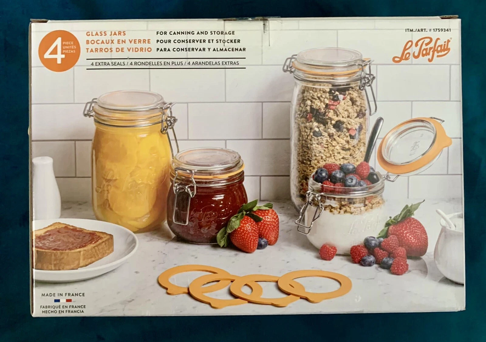 Le Parfait 4 Piece Glass Jars For Canning And Storage