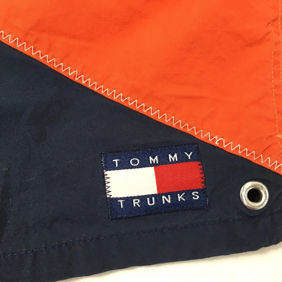 Vtg 90's Tommy Hilfiger Beach NAUTICAL FLAG Shorts COLOR BLOCK LOGO Swim Trunks - Image 2 of 4
