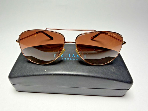 Ted Baker B611 BRN Aviator Sunglasses Rose Gold Floral Temples 58-13-140 Case