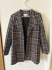 Calvin Klein Women's Tweed Open-Front Blazer Jacket Red/Black 