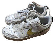 “Nike Court Vision Low – White/Gold – Size US 6Y”