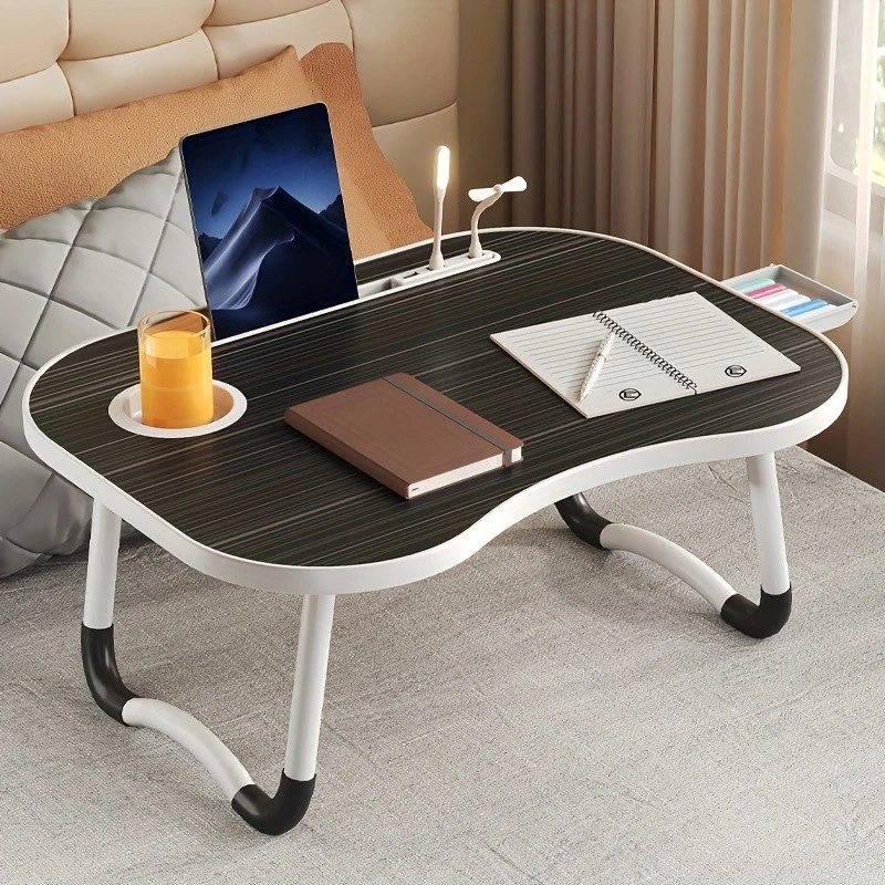 Portable Foldable Laptop Bed Table with Cup Holder & Slot, Lightweight Desk - Image 2 of 4