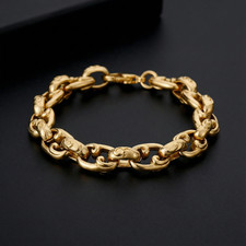 Mens Belcher Bracelet Gold Boys Solid Chain Link 19cm Gold Filled