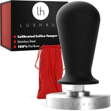 53mm Calibrated Espresso Tamper, Spring Loaded, 100 Flat Stainless Steel Base