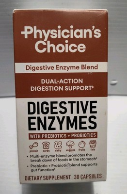 Physicians Choice Digestive Enzymes Prebiotics Probiotics 30 Caps 05/2026