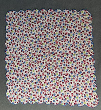 155 Vintage Printed Handkerchief Multicolor Dot Pattern Scalloped Edge