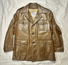[159] Schott Bros Size 46 VTG Down Prime Northern Goose Leather Long Jacket 70s