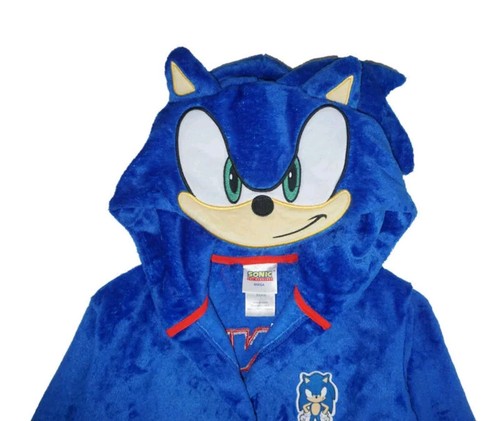 Sonic The Hedgehog Boys Blue Costume Plush Robe Size 7/8 - Picture 2 of 5