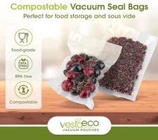 50 Pack Biodegradable Compostable Vacuum Seal Bags 8”x12” for Food Storage