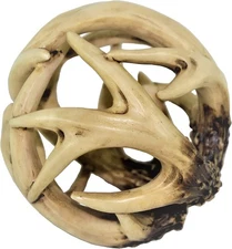 Decorative Entwined Rattan Antler Ball 4.25" – Rustic Log Cabin Table Accent