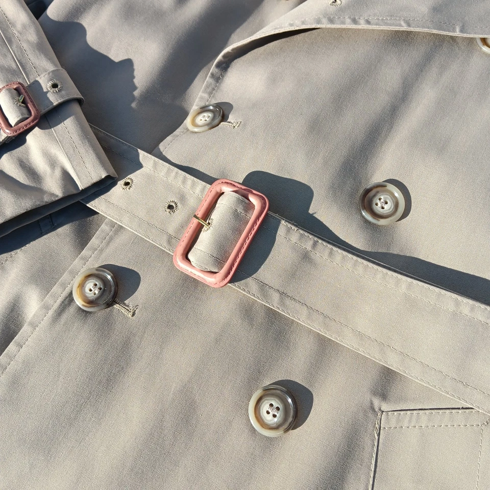 Vintage Brooks Brothers Coat Mens 36 Reg Tan Trench Rain Belted Wool Liner - Image 2 of 4