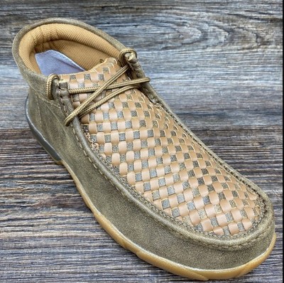 Twisted X Mens Driving Moc Chukka Boots Brown Leather Woven MDM0033 Size 10.5M