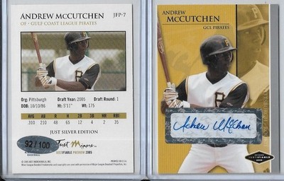 2005 Just Minors Preview ANDREW McCUTCHEN Rookie RC Certified Autograph #ed /100