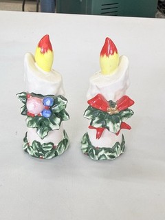 Lefton Ceramic Christmas Candle Salt & Pepper Shakers Set of 2