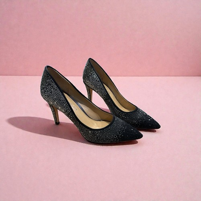 #ad BLACK ANTONIO MELANI HEELS Size 7M EXCELLENT CONDITION Party Style $31.19