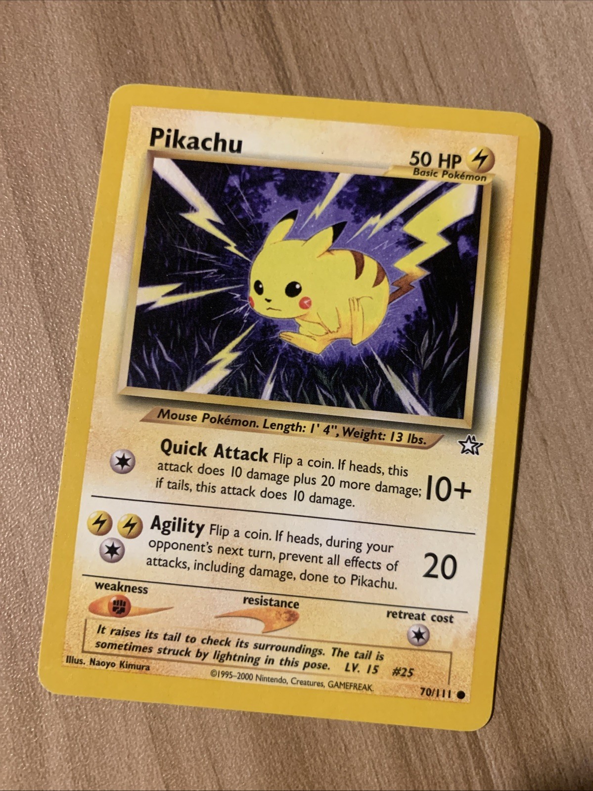Pikachu Pokemon Card 70/111 Neo Genesis Unlimited Regular Vintage LP