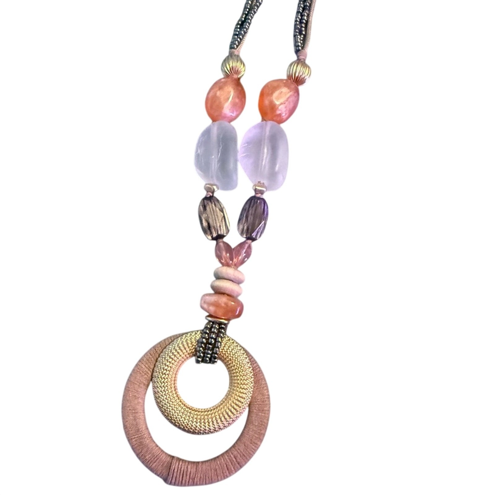 Chico’s Large Beaded Pendant Statement Necklace - image 1