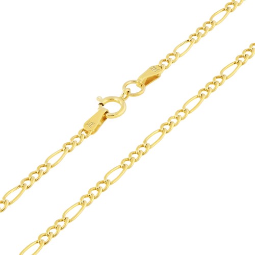 Bracciale a catena Figaro a cuore in oro giallo 14 carati, 7