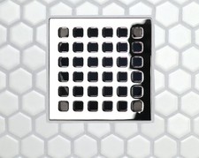 FloFX Classic Square Shower Drain Grate - Polished Chrome