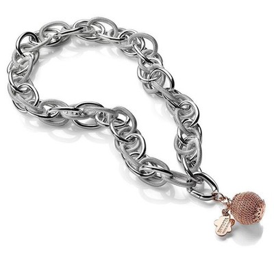 Invicta Fiorentina 18K Rose GP 21 Textured Bead Double Chain Link Necklace