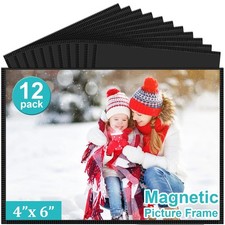 Magnetic Frames For Photos 4x6, 12 Pack Refrigerator Picture Frames, Black