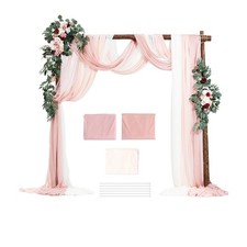 Artificial Wedding Arch Flowers Kit Pink Floral Decorations W/ Drapes Set of 5