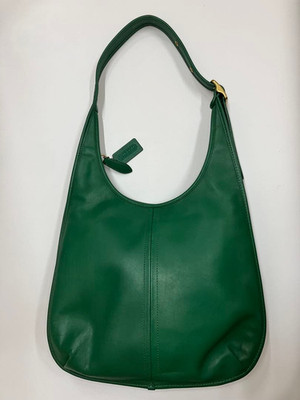 Auth COACH Ergo 33 Shoulder Bag Green Leather Excellent Condition From Japan