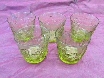 5 Mid Century BENGT EDENFALK, Sweden TROLL design hiball glasses Green