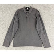 Sunspel Polo Shirt Men's XL Gray Long Sleeve Cotton Jersey Heritage Luxury