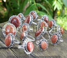1000pc Lot Sunstone Gemstone Rings Wholesale Lots 925 Silver Plated Jewelry