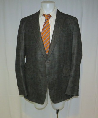Paul Stuart Recent Cashmere Blend Woven In Italy Green Plaid Sport Coat 45XL