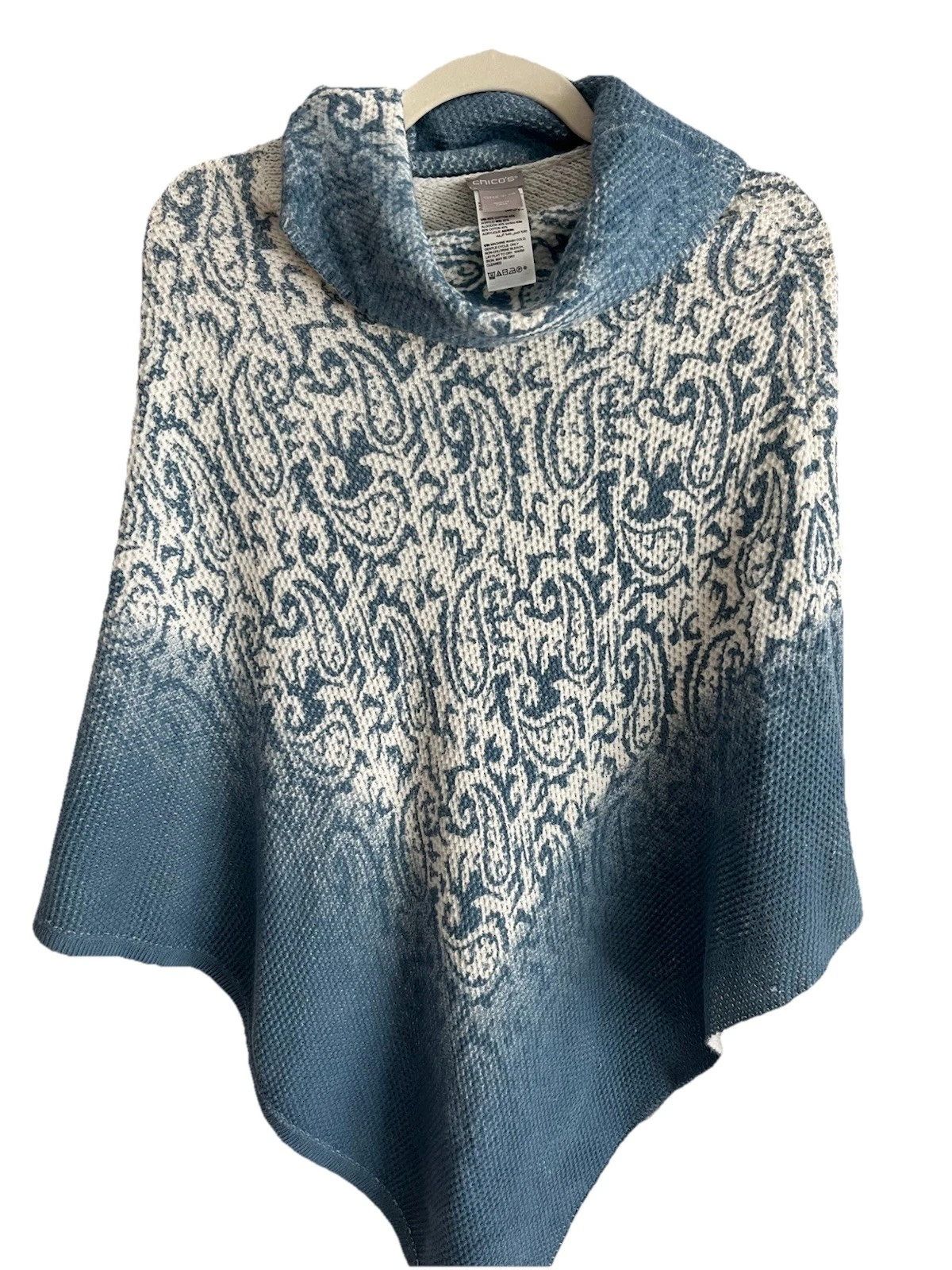 Chico’s women poncho Cozy Cowl Neck Lite Weight knit One Size