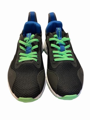 Reebok New Boys Size 2  B Zig Dynamica Sneakers Black Blue Mesh Lightweight 