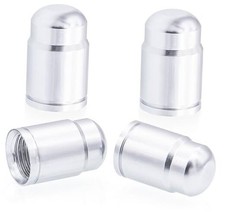 4PCS Car Tire Valve Stem Caps, Aluminum Alloy Wheel Valve Covers 4 pcs Silver