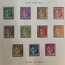 Timbre France - 1932 Type Paix - lot  n° 280 à 289 - Neufs - Charnière