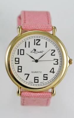 Luis Santini Uhr Unisex Weiß Edelstahl Gold Rosa Leder Leicht Ablesbar Quarz