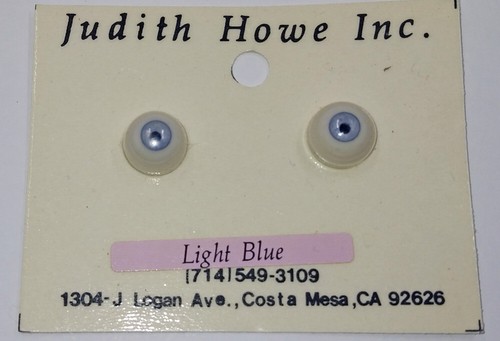 Vintage Judith Howe Inc Hand Made Doll Eyes Flat Backed Domed Top 10mm Lt Blue