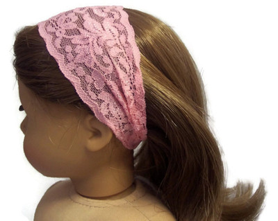 Pink Stretchy Lace Headband for 18 inch Doll Clothes Girl Accessories