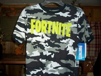 FORTNITE BOYS CAMOUFLAGE T SHIRT SIZE XL 14-16 GRAY SHORT SLEEVE